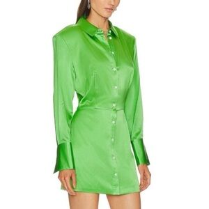 Frame | Silk Solid Shoulder Mini Dress